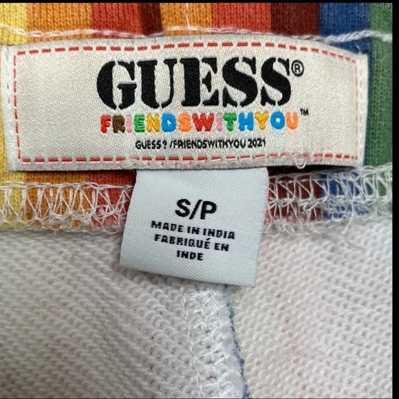 GUESS SAFFRON RAINBOW STRIPE SHORTS MEDIUM (SHORTS ONLY) 🌈 UNISEX - Picture 3 of 4